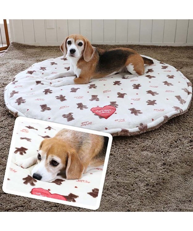 PET PARADISE ペットパラダイス くまちゃん 遠赤外線 ボアマット 丸型 (105cm) ブラウン