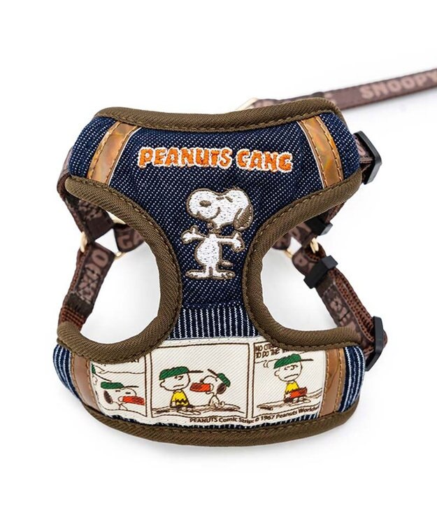 PET PARADISE スヌーピー ハーネス＆リード 《ワッペン柄》 Ｓ 小型犬 ネイビー