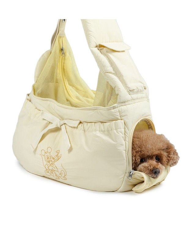 PET PARADISE ディズニー ミッキーマウス＆プルート 通気スリング Ｍ 小型犬  約4～8kg ライトイエロー