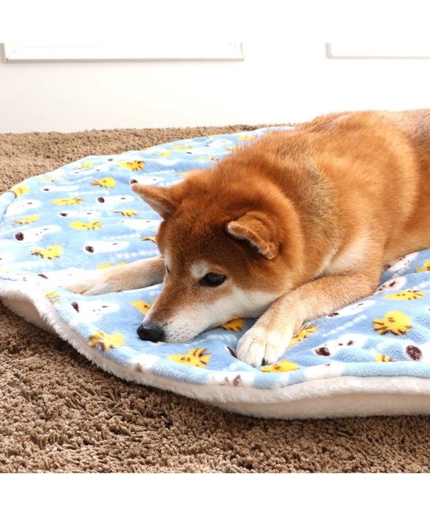 PET PARADISE スヌーピー 遠赤外線 丸マット 《コロン柄》 Ｍ ブルー