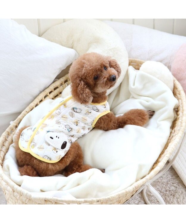PET PARADISE スヌーピー  ふわりとキルト ベスト 《仲良し柄》 超小型犬 小型犬 ホワイト✕イエロー