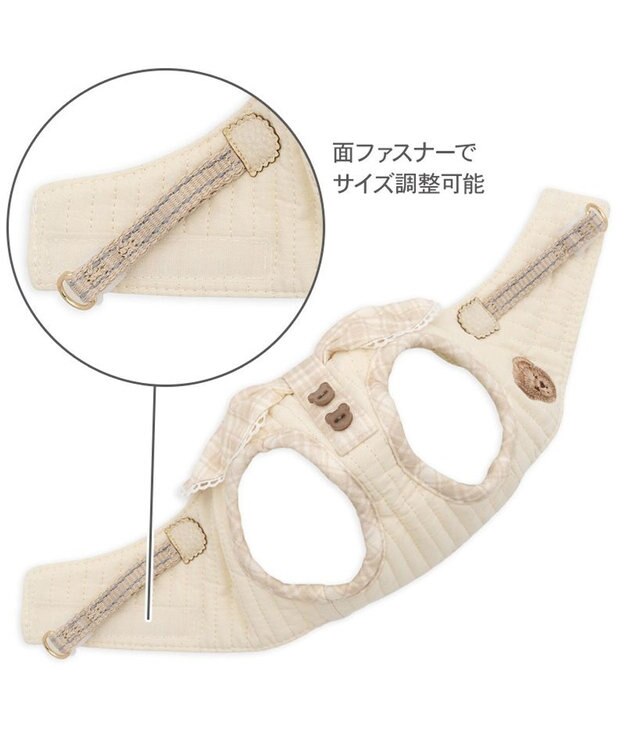 PET PARADISE ペットパラダイス くまちゃん グレンチェック ベストハーネス  小型犬 Ｓ ベージュ