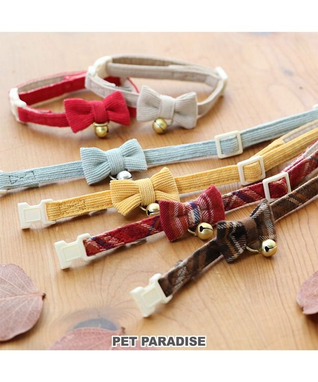 PET PARADISE 猫用 首輪 コーデュロイ 【小】 【中】  レッド レッド