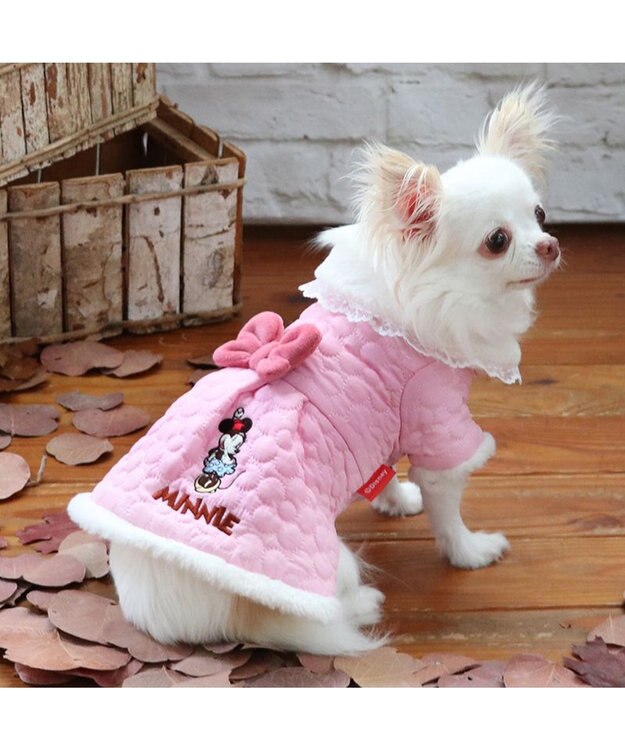 PET PARADISE ディズニー ミニーマウス 遠赤外線 コート 《お花柄》 小型犬 ピンク（淡）