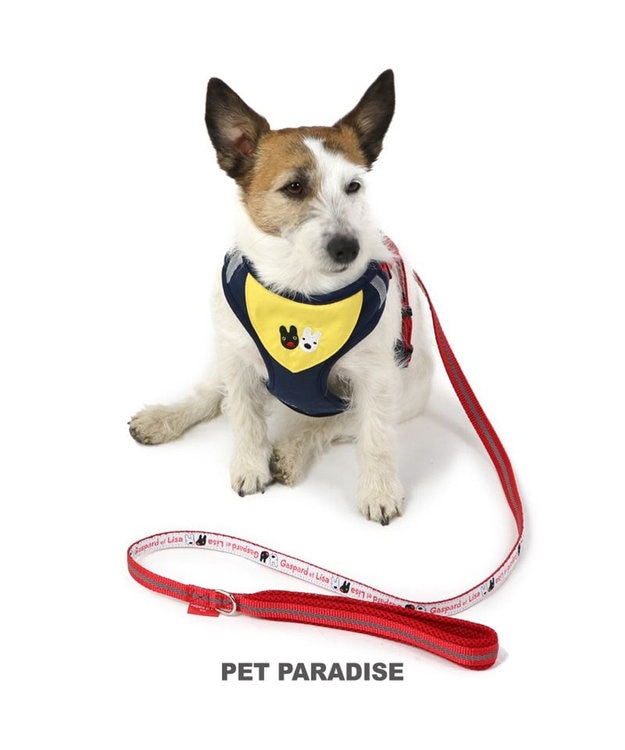 PET PARADISE 犬 ハーネス リード リサとガスパール  黄色バンダナ ハーネス＆リード 【ＳＳ】 紺（ネイビー・インディゴ）