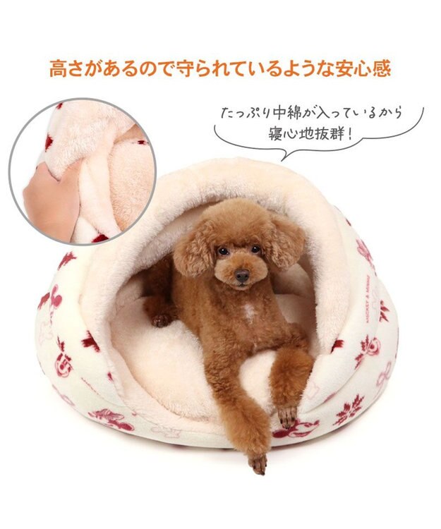 PET PARADISE ディズニー ミッキーマウス 遠赤外線 つぼ型 ボア カドラー ピンクベージュ