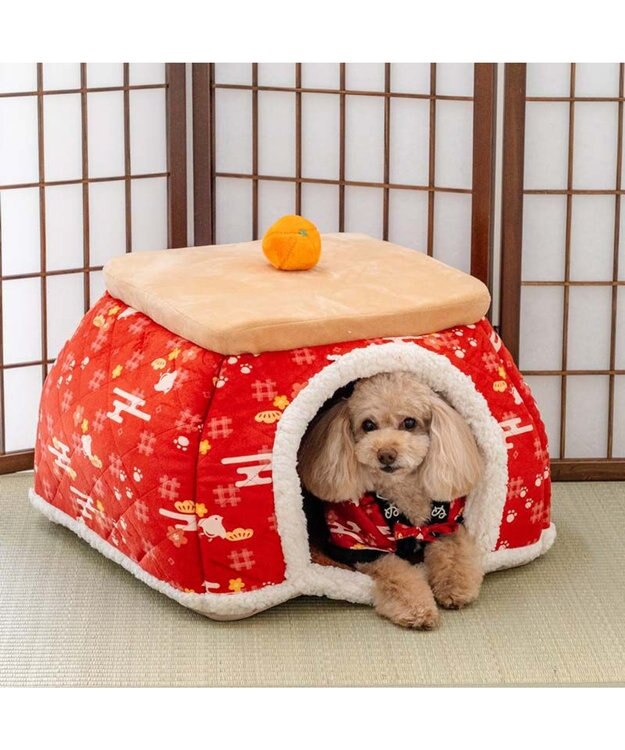 PET PARADISE ペットパラダイス こたつ ハウス 《千鳥柄》 Ｌ レッド