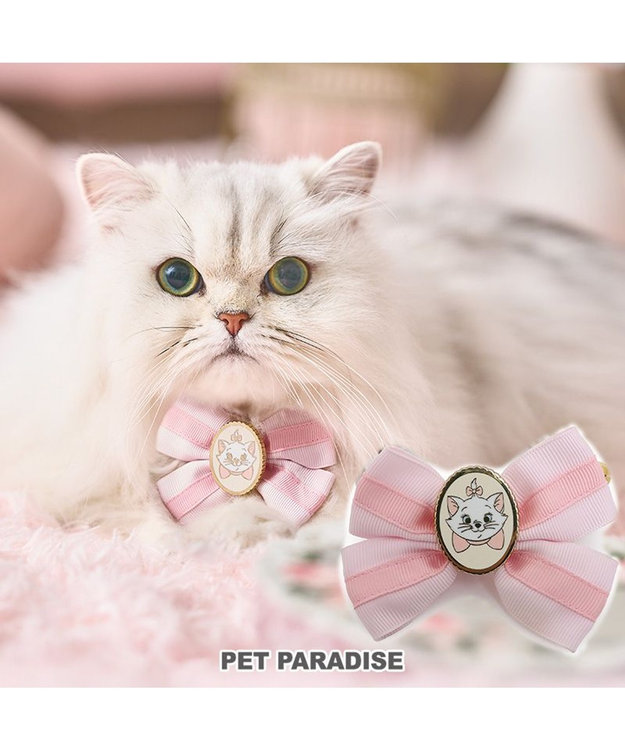 PET PARADISE ディズニー マリー 大リボン 猫首輪 S / M ピンク