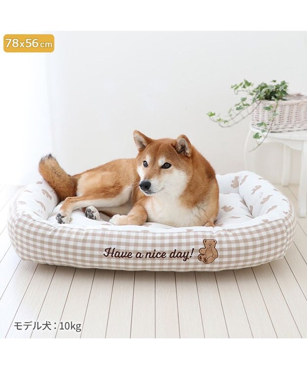 PET PARADISE ペットパラダイス クール 四角カドラー 《くまチェック柄》 大型犬 くまチェック柄