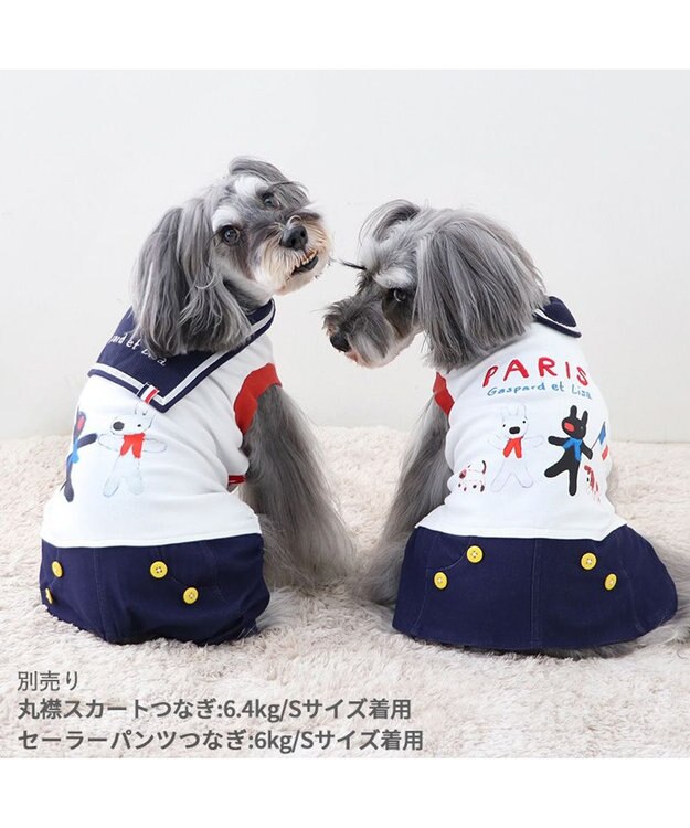 PET PARADISE リサとガスパール 丸襟 スカートつなぎ 小型犬 ホワイト