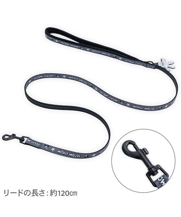 PET PARADISE ディズニー ミッキーマウス 白黒リード ４Ｓ～３Ｓ ブラック