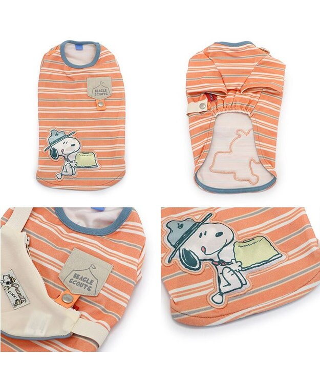 PET PARADISE スヌーピー お揃いTシャツ マルチボーダー 《オレンジ》 中型犬 大型犬 オレンジ