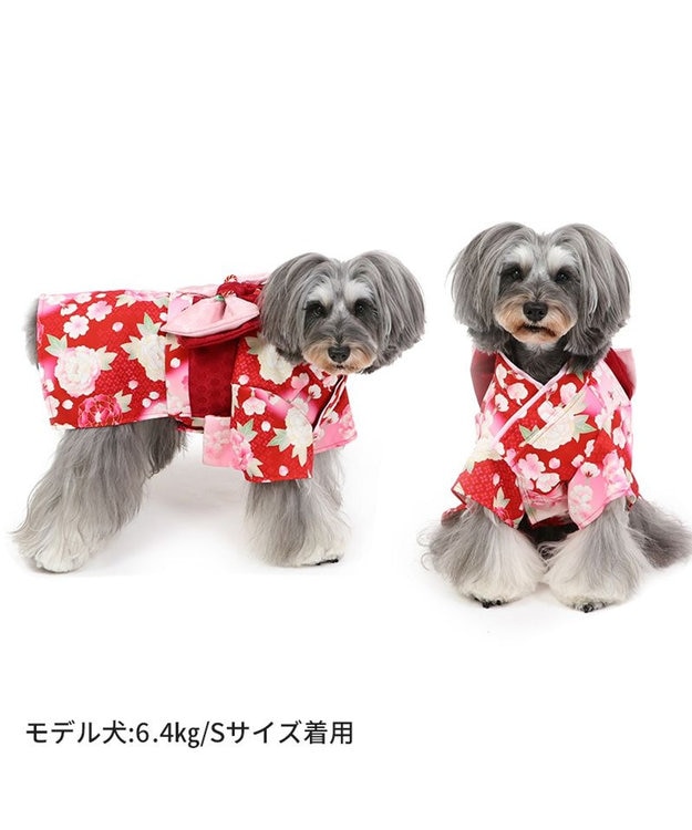 PET PARADISE ペットパラダイス 着物 《 牡丹桜柄 》 小型犬 赤