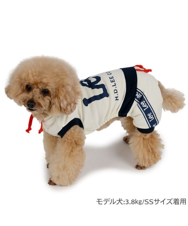PET PARADISE Lee フード付き ロゴロンパース 小型犬 ホワイト