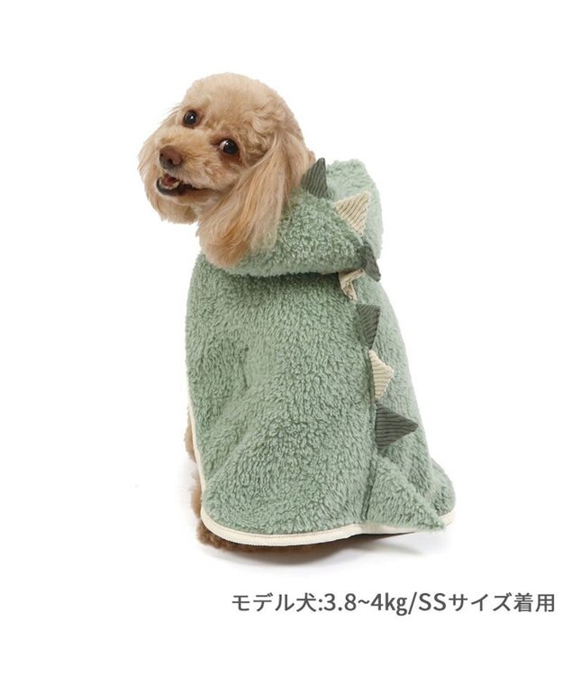PET PARADISE ペットパラダイス 恐竜 ポンチョ もこもこ 小型犬 緑