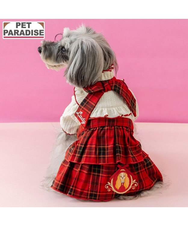PET PARADISE ディズニー わんわん物語 レディ 赤チェック ワンピース レッド