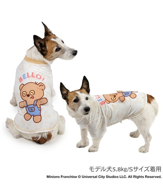 PET PARADISE ミニオン ティム 手つなぎ Ｔシャツ 接触冷感 小型犬 ホワイト×ブラウン