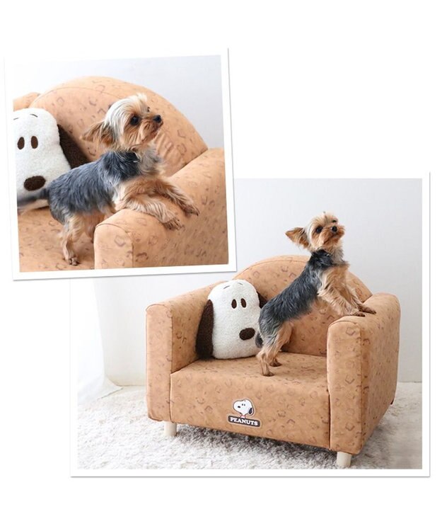 PET PARADISE スヌーピー ソファ 顔クッション付き 小型犬 ベージュ