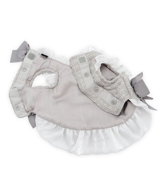 PET PARADISE cherircouture ヘムリボンツイードベスト 《グレー》 小型犬 グレー
