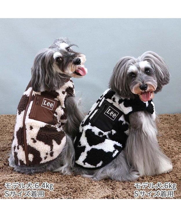 PET PARADISE Lee 背開き ボアベスト 牛柄 《ブラック》 小型犬 ブラック