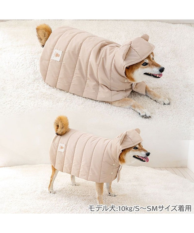 PET PARADISE ペットパラダイス くまちゃん フード付 防寒 ブランケット 大 ベージュ