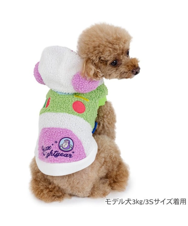 PET PARADISE ディズニー トイ・ストーリー バズ もこもこ パーカー 小型犬 ホワイト×ライム