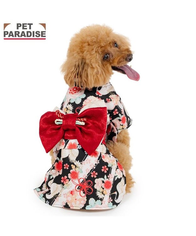 PET PARADISE ペットパラダイス 鶴華着物 小型犬 ブラック×レッド
