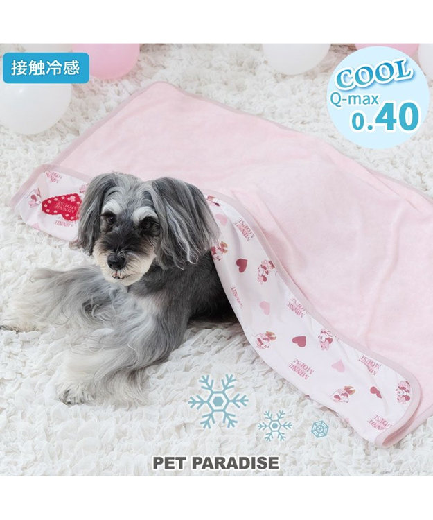 PET PARADISE ディズニー ミニーマウス クール ブランケット 《ハート柄》 ホワイト×ピンク