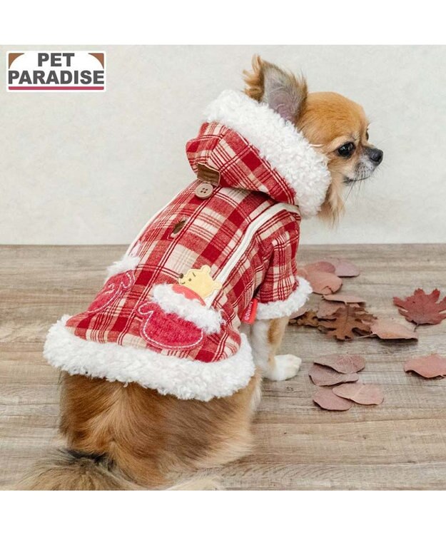 PET PARADISE ディズニー くまのプーさん 手袋風ポケット コート 小型犬　　 レッド