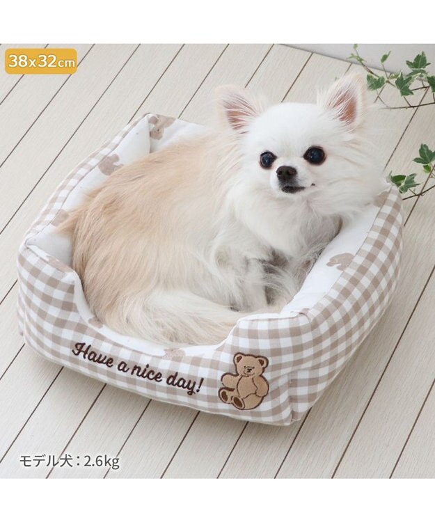 PET PARADISE ペットパラダイス  クール 四角カドラー 《くまチェック柄》 超小型犬 くまチェック柄