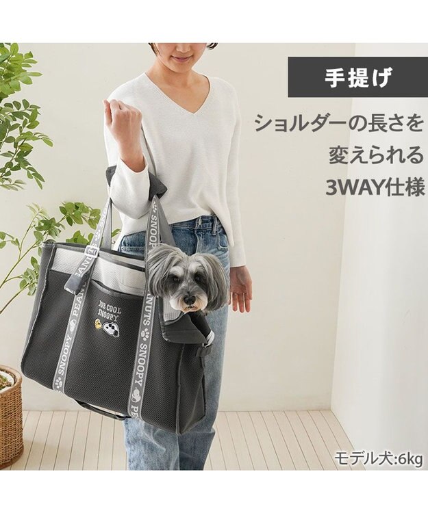 PET PARADISE スヌーピー メッシュトート キャリーバック 《グレー》 Ｍ 小型犬 グレー