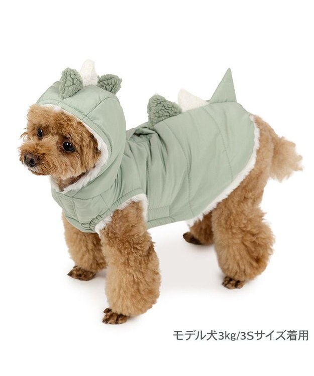 PET PARADISE ペットパラダイス 線赤外線 恐竜  綿入り ベスト 小型犬 グリーン