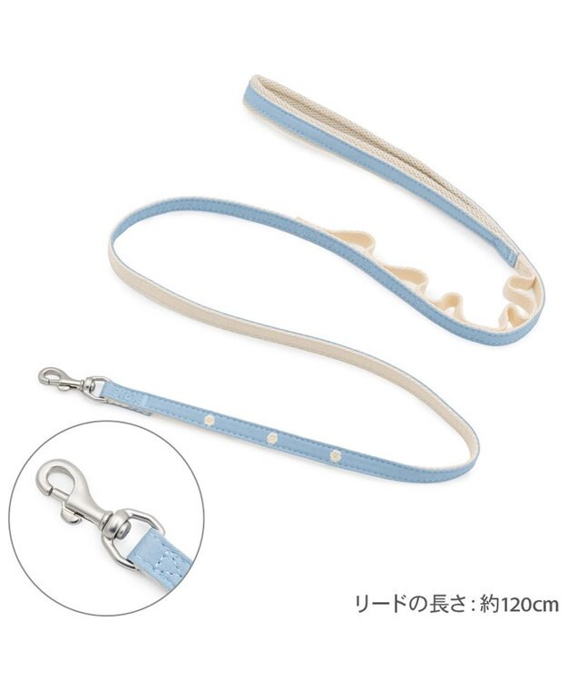 PET PARADISE ペットパラダイス 小花柄 デニム リード Ｍ～Ｌ 大型犬 ブルー