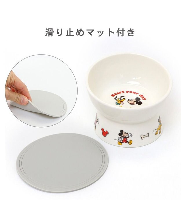 PET PARADISE ディズニー ミッキーマウス 高さのある フードボウル 白～オフホワイト