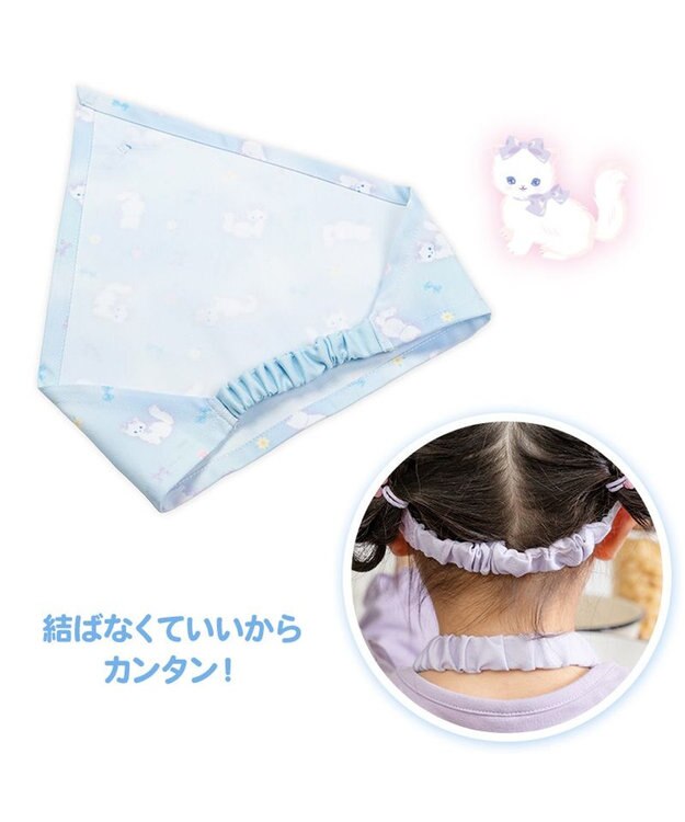Mother garden マザーガーデン フリルエプロン 三角巾付き 130～150cm 《ふわねこ柄》 ふわねこ柄