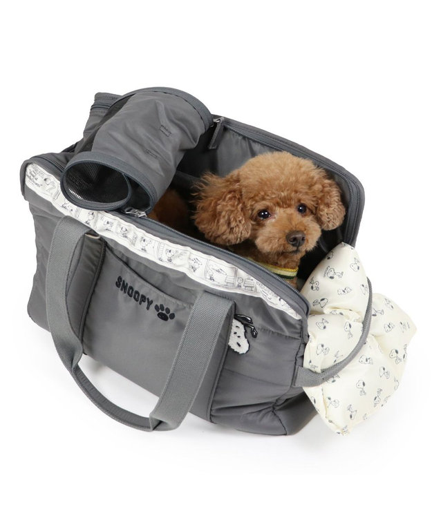 PET PARADISE スヌーピー モノトーン キャリー  M 小型犬 約4～8kg グレー