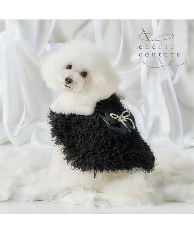 PET PARADISE cherircouture ドットリボン ポンチョ 《ブラック》 小型犬 ブラック