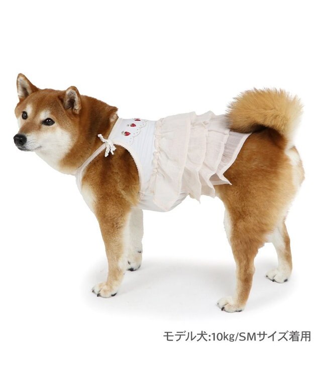 PET PARADISE ペットパラダイス エコメッシュ キャミソール 《苺刺繍》 中型犬 大型犬 ホワイト×ピンク