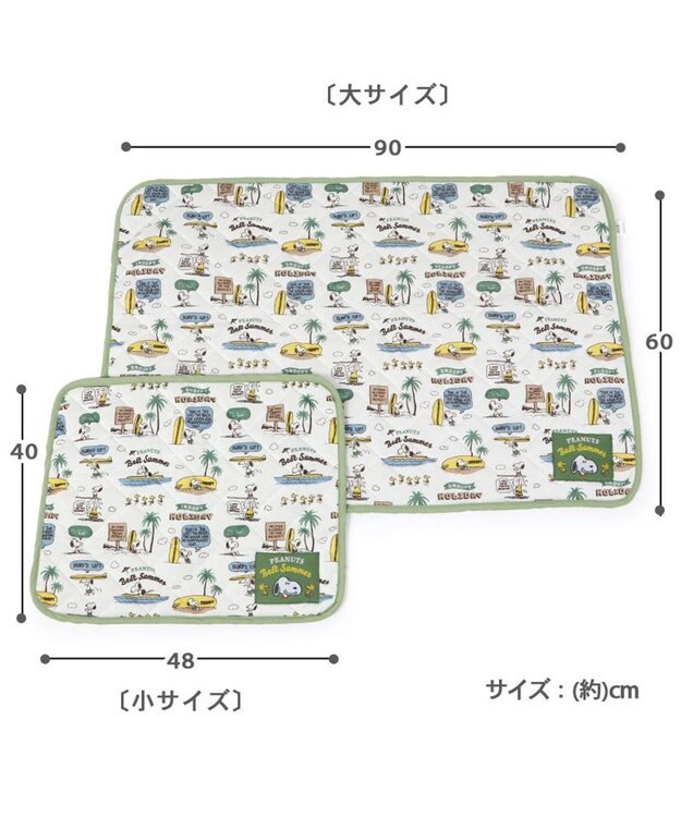 PET PARADISE 犬 クール マット 冷感 スヌーピー 柔らか サーフ 柄クールマット (48×40cm)  四角 接触冷感 カーキ