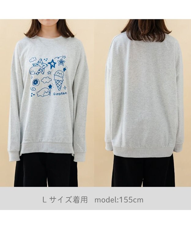 Mother garden しろたん トレーナー 《ゆるらくがき刺繍》 ユニセックス グレー