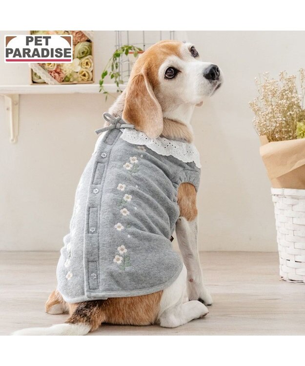 PET PARADISE ペットパラダイス お花刺繍 ベスト 中型犬 大型犬 ライトグレー