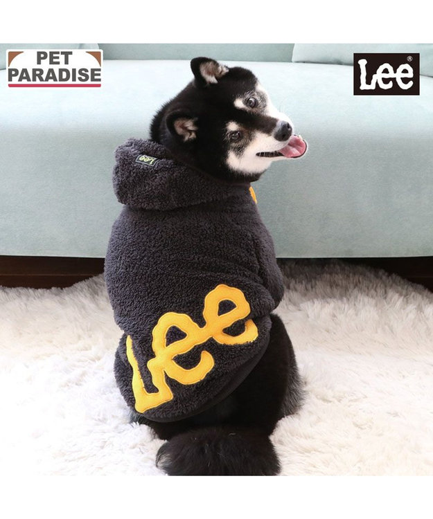 PET PARADISE Lee ロゴ ボアパーカー 《グレー》 中型犬 大型犬 グレー