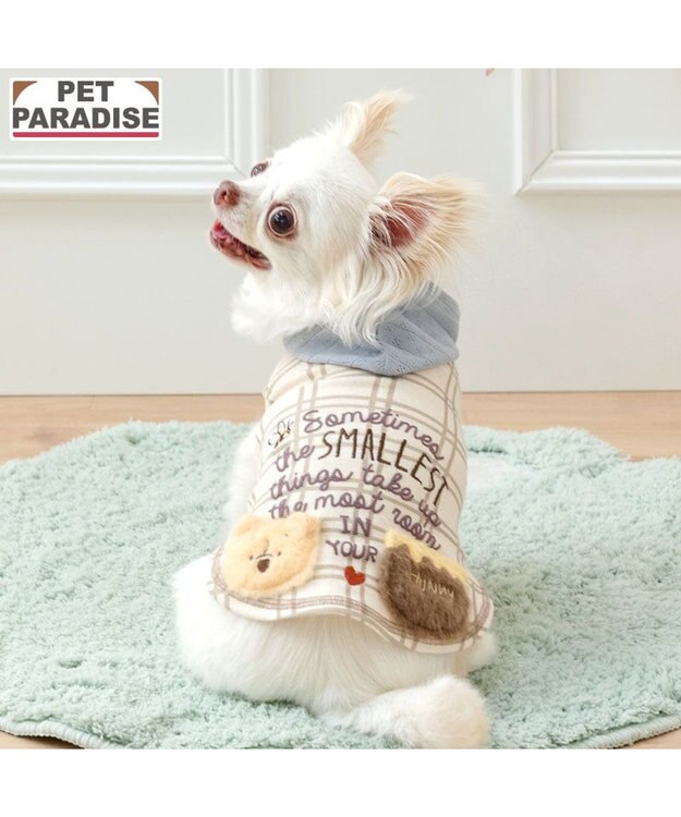 PET PARADISE ディズニー くまのプーさん チェック パーカー 小型犬 ベージュ
