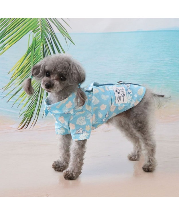 PET PARADISE スヌーピー 接触冷感 背中開き リゾートシャツ 小型犬 スカイブルー