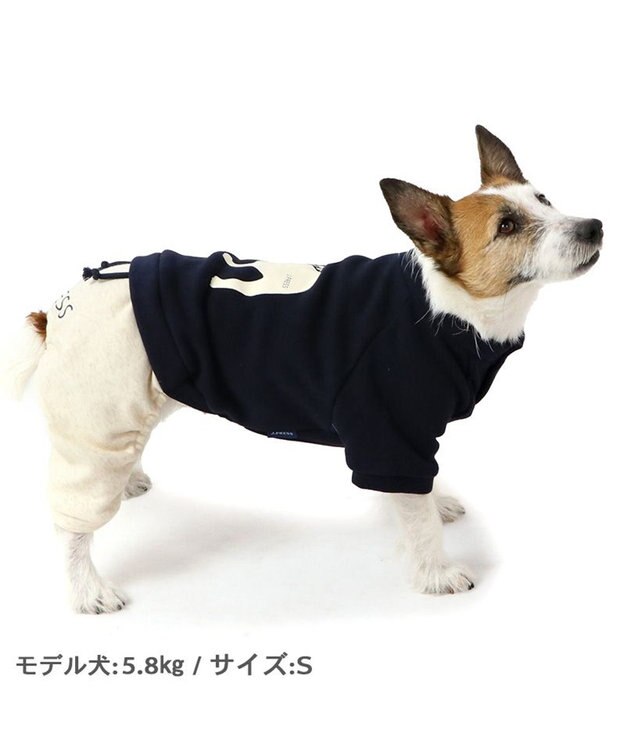 PET PARADISE J.PRESS パンツつなぎ バックブルドッグ 小型犬 紺（ネイビー・インディゴ）