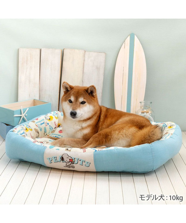 PET PARADISE スヌーピー クールカドラー 《アイス柄》 角型 Ｌ ホワイト×ブルー