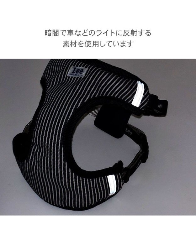 PET PARADISE Lee ヒッコリー ロゴ リュック付きハーネス Ｓ 小型犬 ネイビー×ホワイト