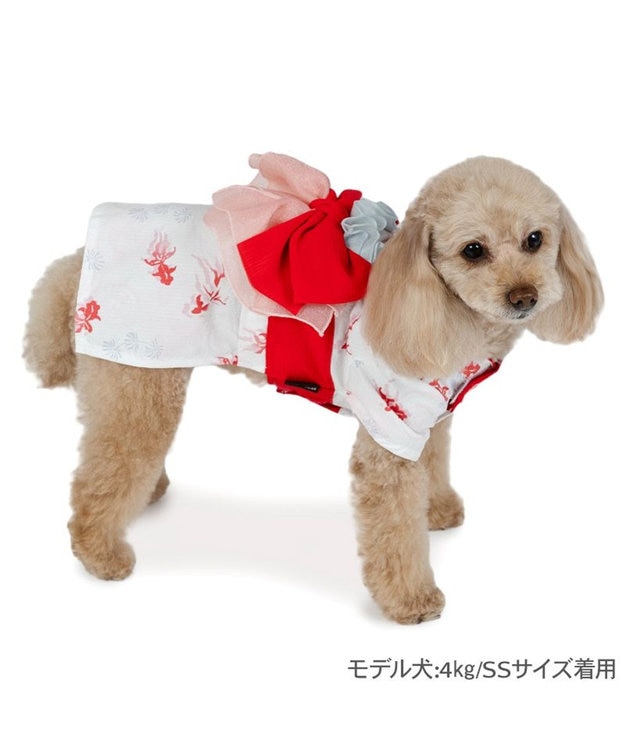 PET PARADISE ペットパラダイス 浴衣 《遊泳金魚》 小型犬 ホワイト×レッド