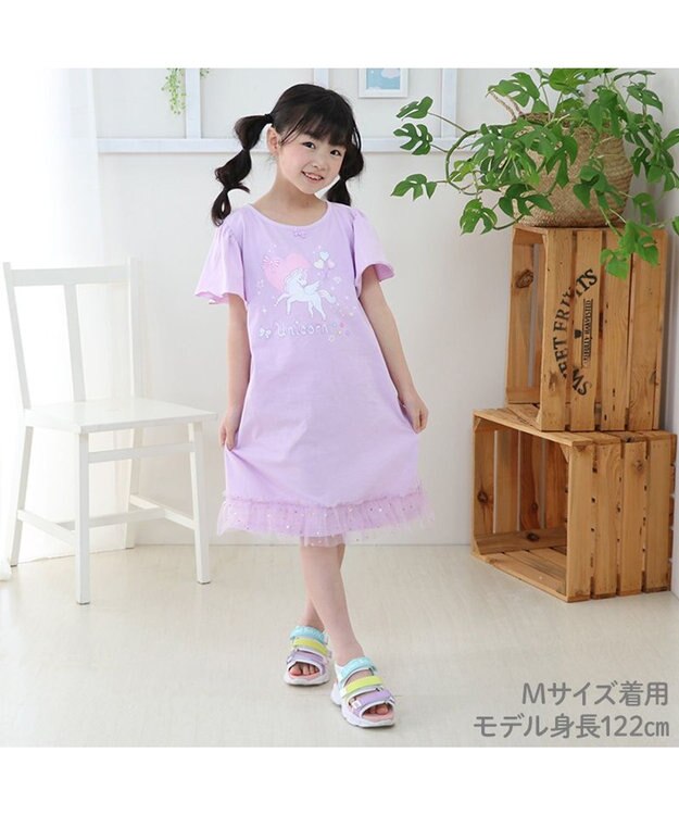 Mother garden マザーガーデン フリル袖 ワンピース Ｍ/L サイズ 100～120cm 120～140cm 《ユニコーン/野いちご》 ユニコーン
