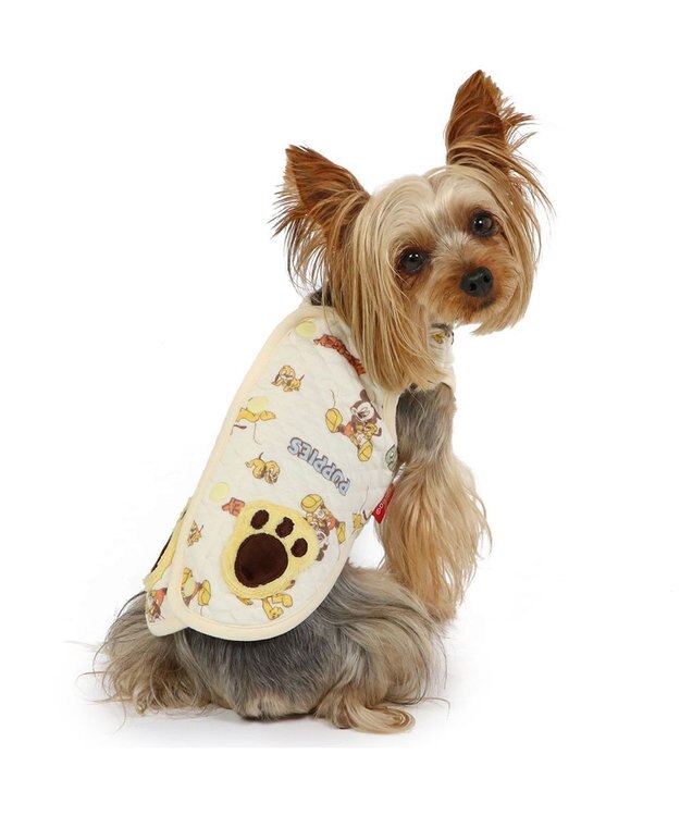 PET PARADISE ディズニー ミッキー&プルート 背中開き キルトベスト 小型犬 ベージュ
